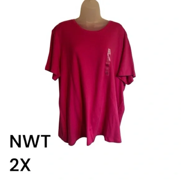 NWT SPRING/SUMMER Pink Short Sleeve Tee PLUS: 2X #B - Picture 1 of 8